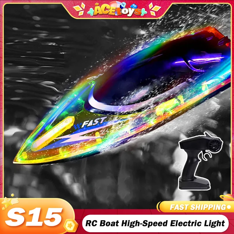 

JJRC S15 RC Boat High-Speed Electric Toy with Colorful LED Light Waterproof Racing Remote Control SpeedBoat Competitive Toy Boy