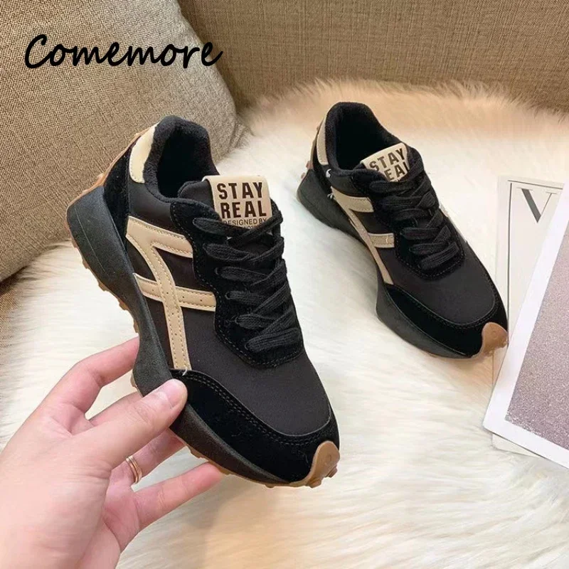 Comemore Luxury Platform Shoes 2024 New Leisure Anti-slip Green Running Fashion Designer Shoe Sports Leather Womens Sneakers 40