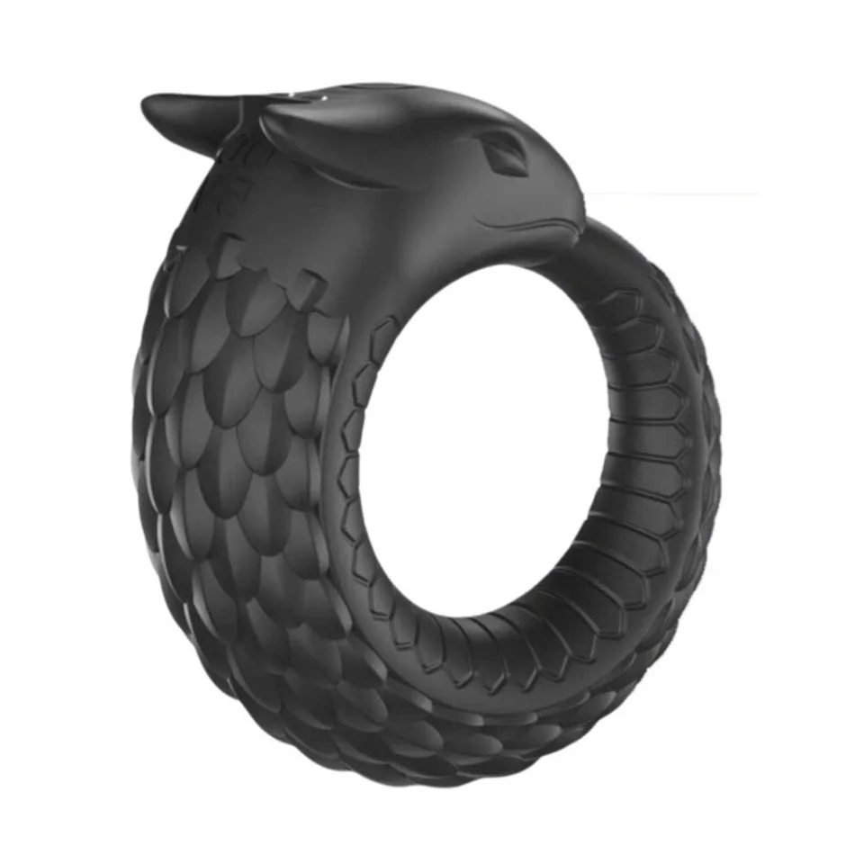 Dragon Scale Locking Semen Ring Full Coverage Silicone Rechargeable 10-Speed Vibrating 100% Waterproof Couples Shared