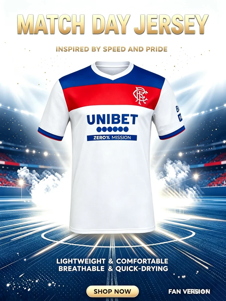 Glasgow Rangers Schottland 2026 Heißer Verkauf Rangers Fußballtrikot Sommer Herren Damen Sport T-Shirt Schnelltrocknend Familien- und Kinder-T-Shirts – Detail 3
