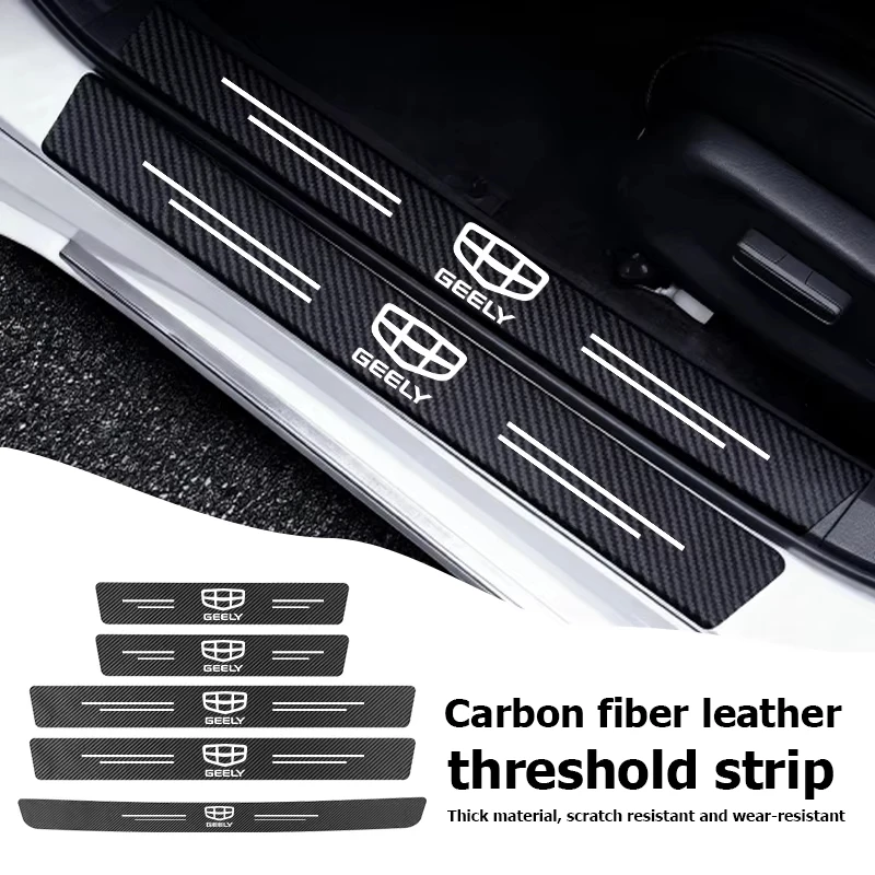 Bande de protection anti-rayures en fibre de carbone pour seuil de porte et coffre de voiture, compatible avec Geely Tugella Monjaro Atlas Pro Coolray Geometry C Emgrand EC7