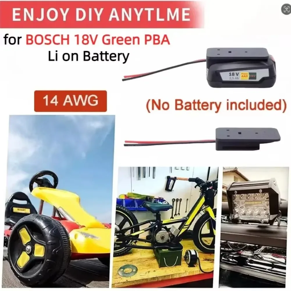 Adaptador de Roda Elétrica 14 Awg para Bosch 18v Verde Pba li na Conversão de Bateria para Conector Faça Você Mesmo Conversor de Fonte de Alimentação de Saída