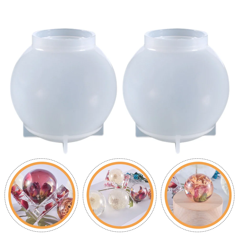2 Pcs Sphere Ice Mold Ball Crystal Molds DIY Craft LED Silicone Transparent Mould