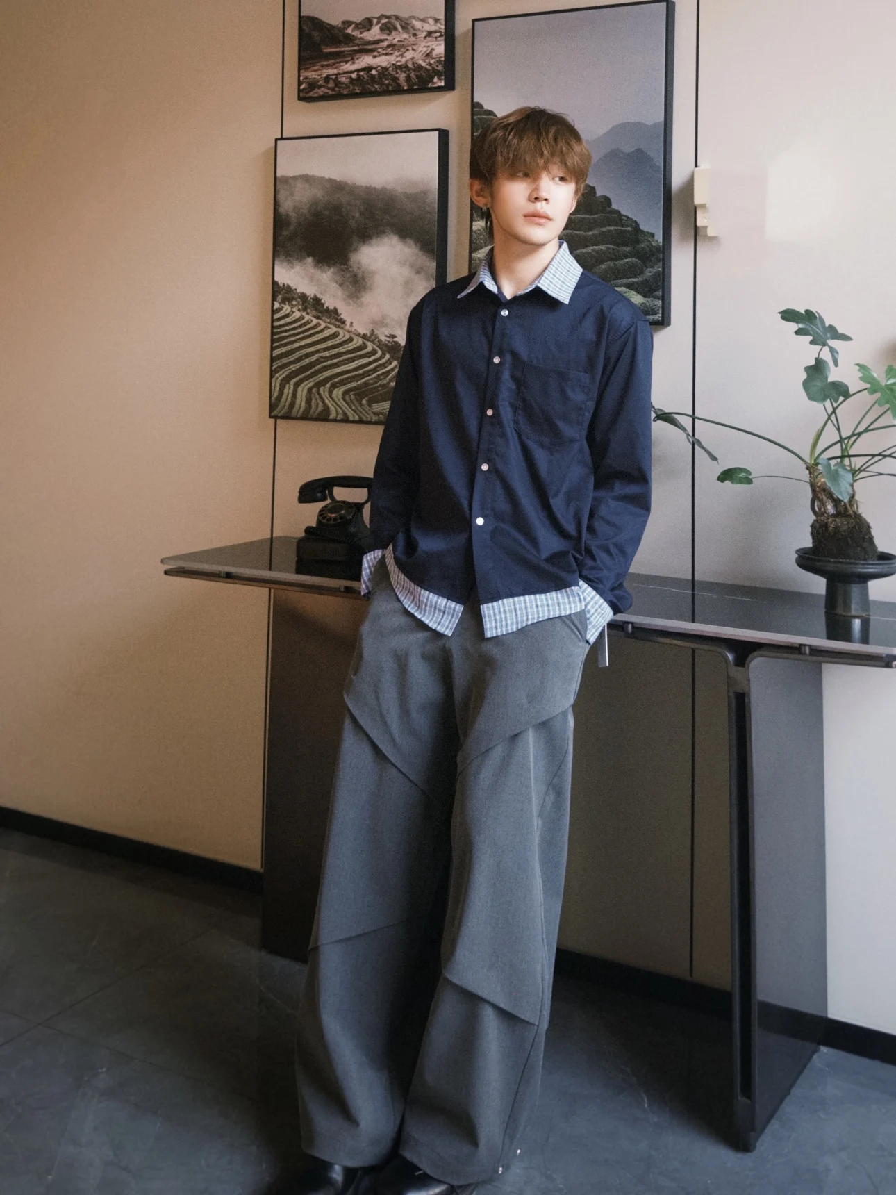 

Американская ретро клетчатая длинная све irt повседневная мужская свободная посадка Cleanfit универсальная верхняя одежда из полиэфирного волокна осенняя дышащая одежда