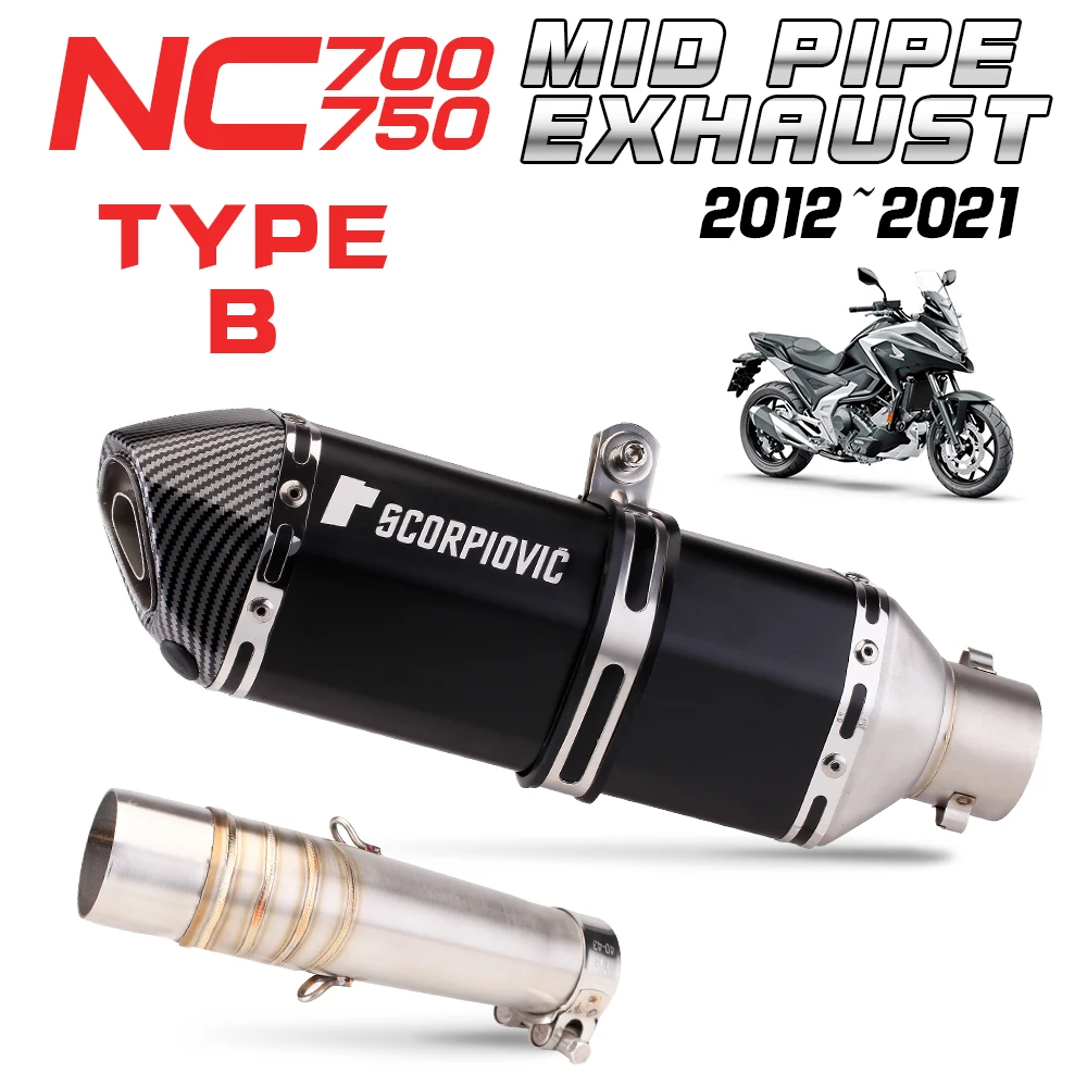 

Motorcycle Exhaust Muffler Pipe Link Pipe Carbon Fiber Exhaust Slip on Escape FOR HONDA NC700 NC750 NC750X 2012-2017