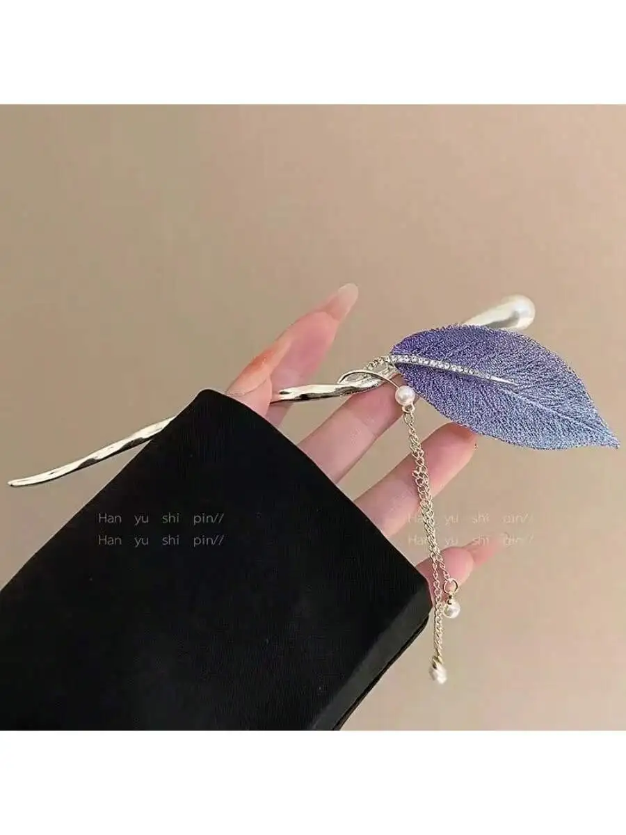 دبوس الشعر الأرجواني ورقة معدنية دبوس الشعر الإناث الراقية الكرة رئيس دبوس الشعر الحديثة دبوس الشعر غطاء الرأس Blingbling سبائك الزنك #2