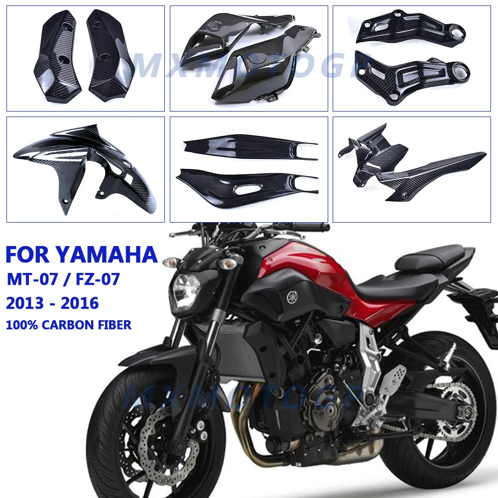 For Yamaha MT 07 MT07 FZ07 2013 2014 2015 2016 100% Carbon Fiber Fender Side Panels Full Fairing Kits Motorcycle Accessories