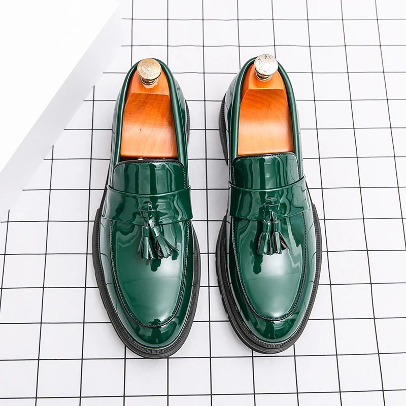 

Summer Men Fashionable Loafers Smooth Tassel Height Increasing Anti Slip Light Luxury High-end Feel Youth Banquet Wedding Shoes