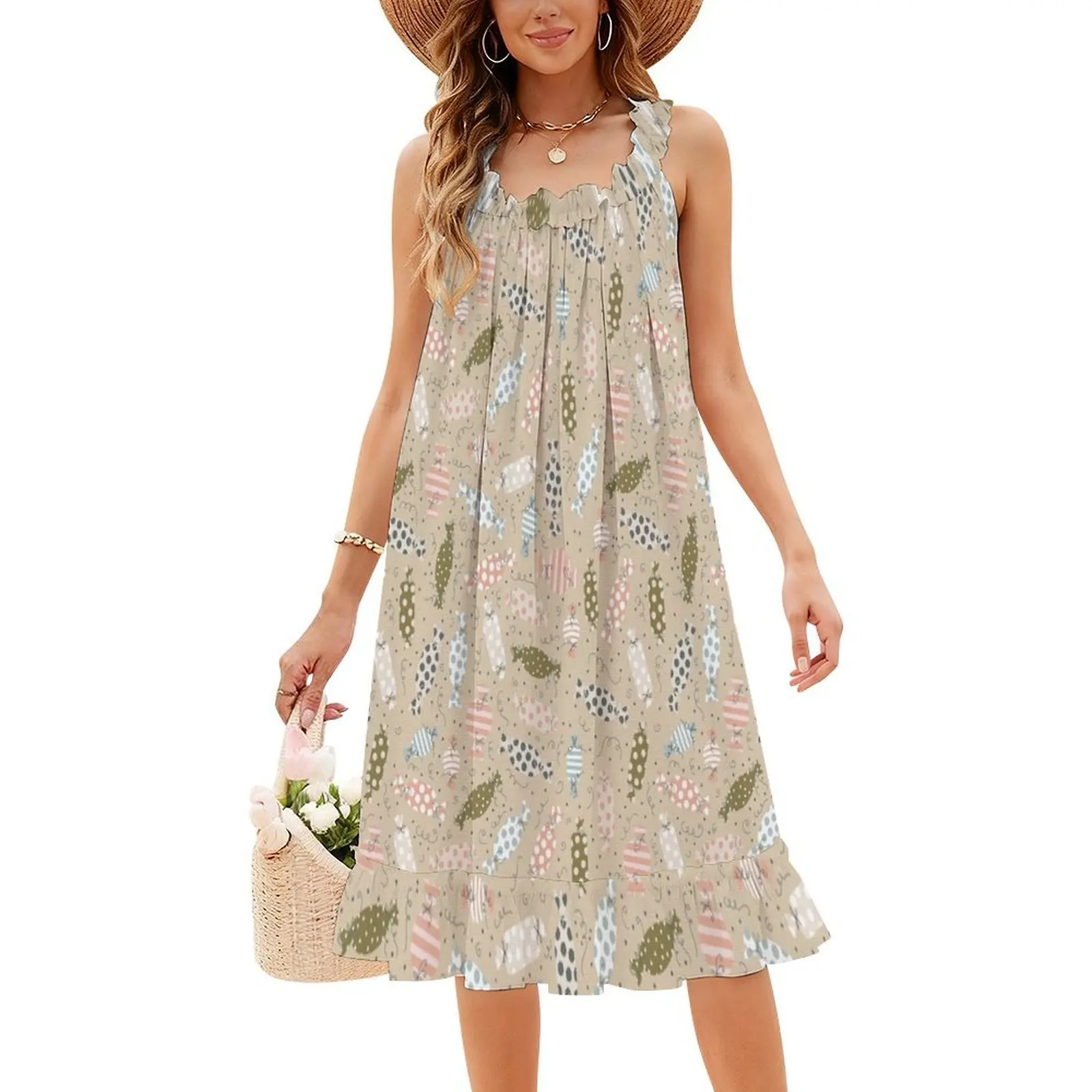 Candies Vintage Bohemian Dress Puff Sleeve Or Sleeveless Options For Women Dress Candies Candy Christmas Festive Party Dress