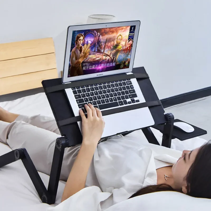 Folding Laptop Table for Bed Office Lazy Computer Desk Telescopic Mobile Stand Ideal for Students Lying Flat