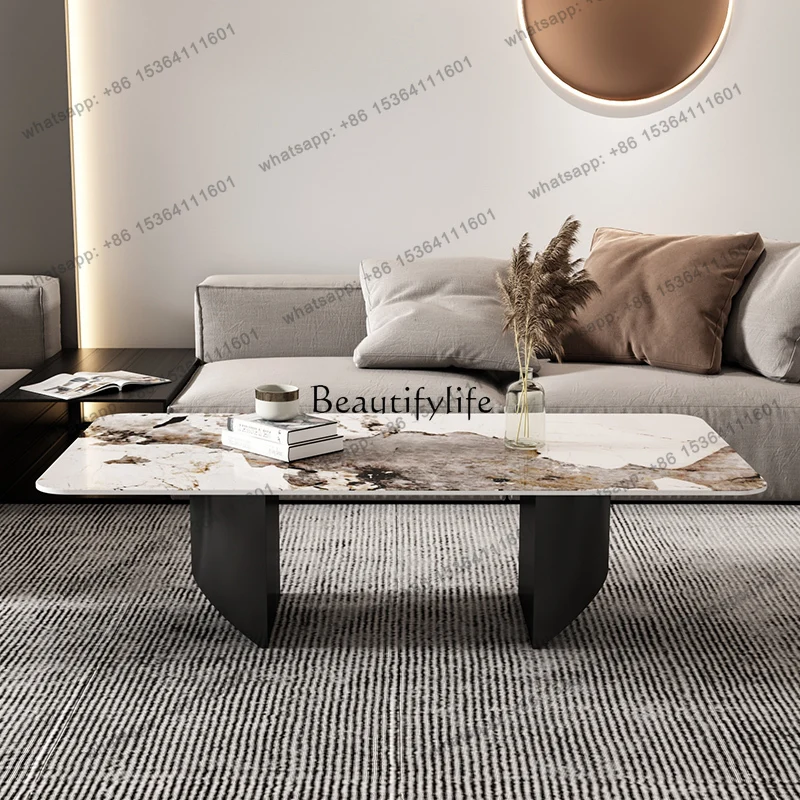

D30Italian minimalist light luxury rock slab coffee table living room home