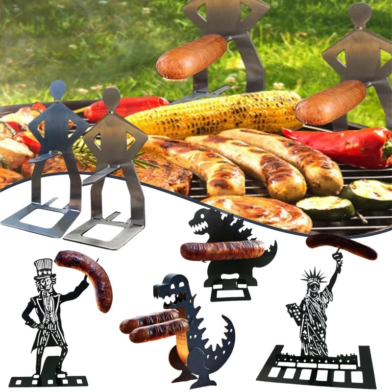 

Funny BBQ Sausage Holder Tool Portable Camping Backpack Sausage Rack Stainless Steel Grill Holder For Picnics Camping Equipment