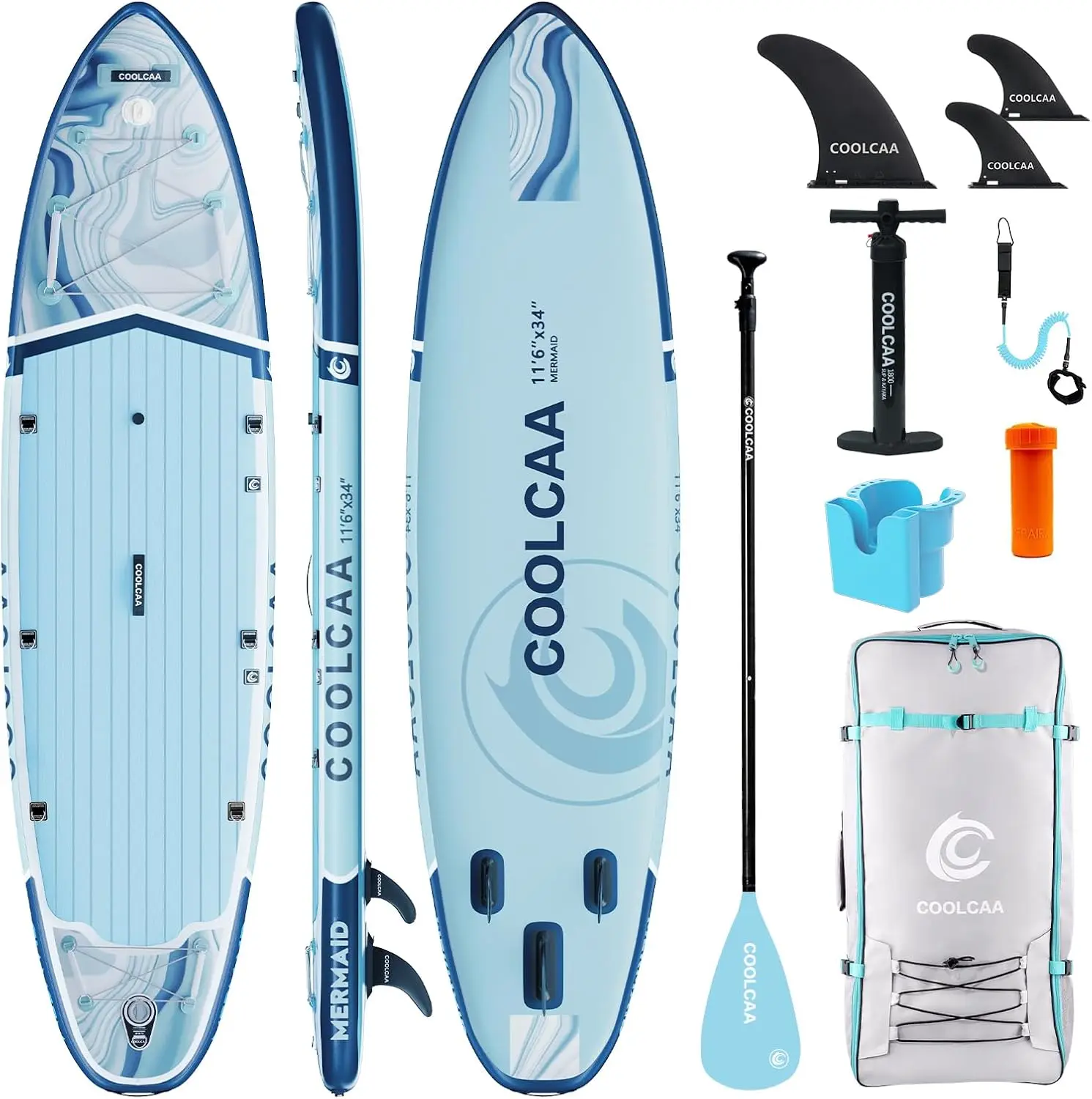 Extra Wide Inflatable Paddle Board, 490lbs Capacity Stable SUP for Family, Beginners & Dogs, Fishing Paddle Board with Premium