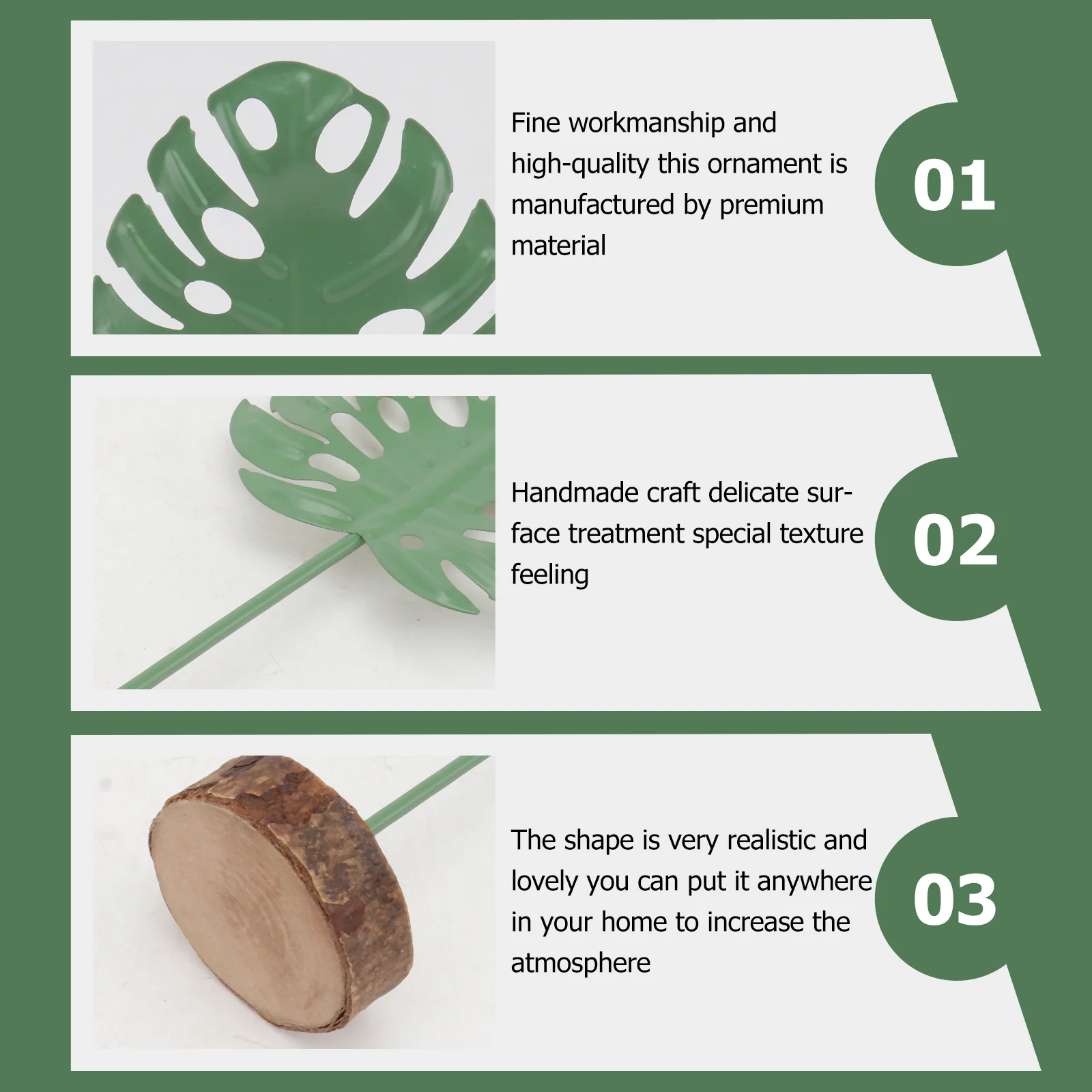 

1Pcs Realistic Monstera Leaf Resin Craft Hawaiian Style Desktop Adornment Green Home Ornament Office Table Decoration