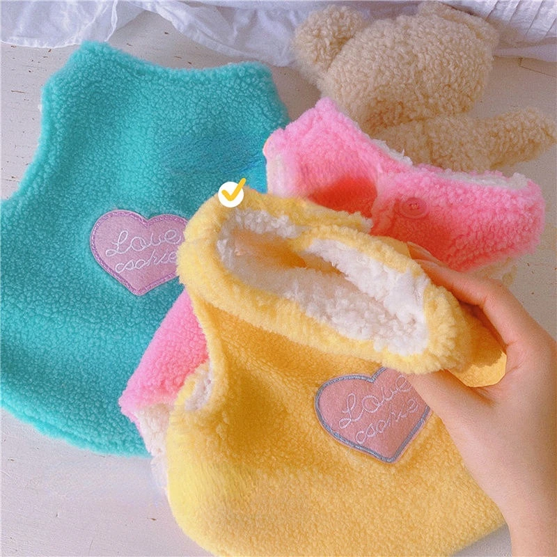 Puppy Ice Cream Lamb Fleece Coat Autumn and Winter Macaron Vest Bears Teddy Schnabel Plus Fleece Thickened Vest Pet Clothes