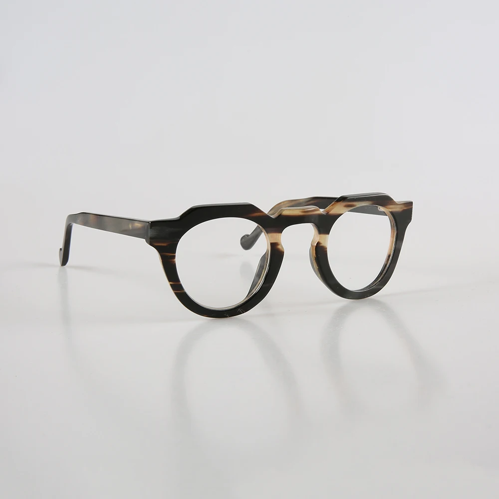 Eyeglass Frames Unique Vintage Polygon Retro Reading Optical Eyeglasses Handmade Buffalo Horn Prescription Man's Glasses Frames