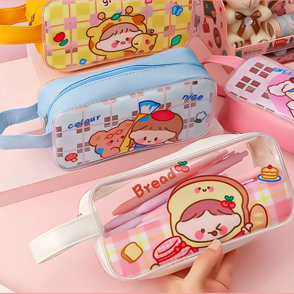 PVC Pencil Case High Quality Cute Cartoon Transparent Pen Bag Portable Creative Storage Bag Student Supplies