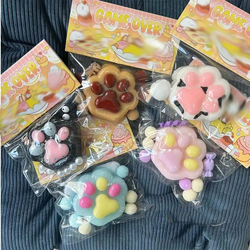 

Soft Ball Cat Paw Squeeze TPR Silicone Cartoon Fidget Fidget 3D Pinch Decompression Tricky