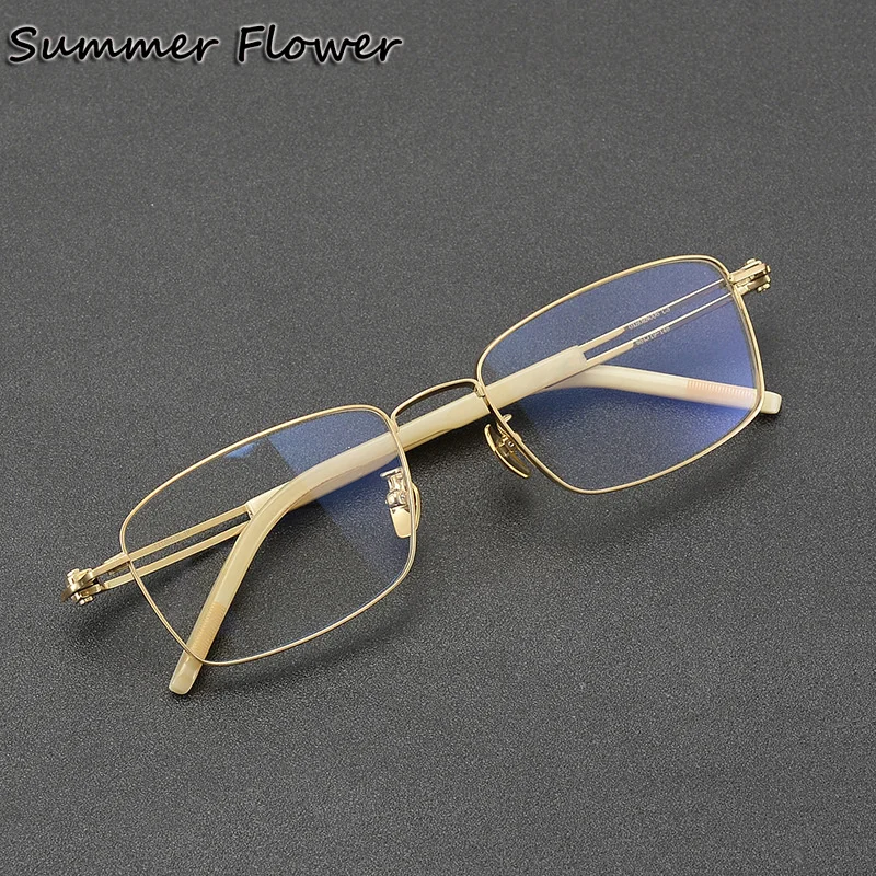 

150 mm High End Men Eyewear Pure Titanium OX Horn Tips Frame Glasses Elegant Optical Prescription Lenses Full Rimmed Spectacle