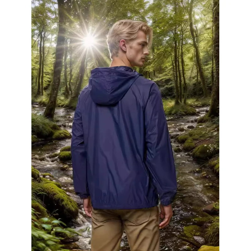 Chaqueta con capucha de Color sólido para hombre, ropa deportiva de protección solar, chaqueta informal, abrigo, verano 2024