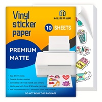 Color Box Package Letter Size 8.5 x 11 Inch 10 Sheets Matte White Printable Vinyl Sticker Paper for Inkjet Printer Waterproof