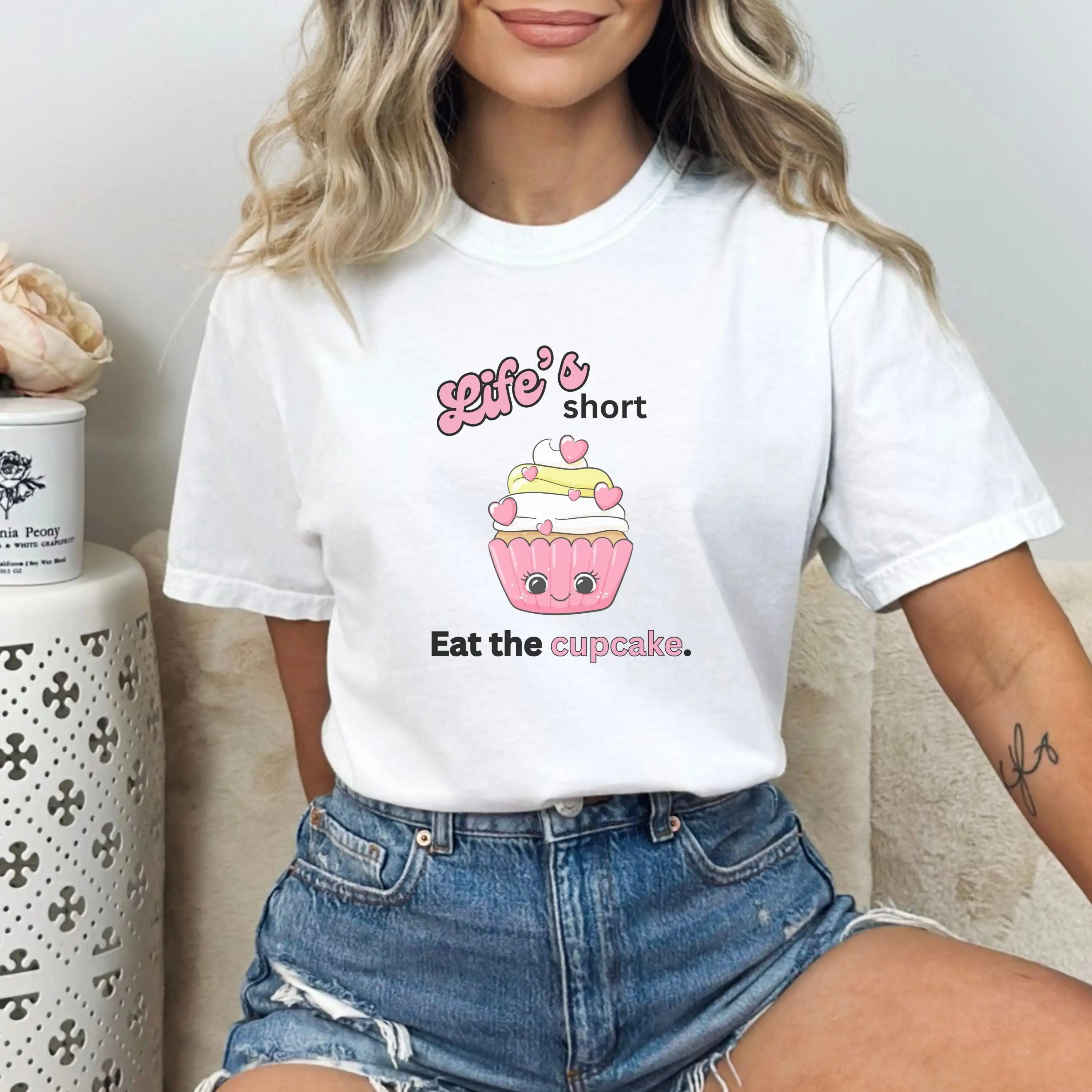 Life'S Short T Shirt Eat The Cake Cupcake Tee Gift For Her Mom Mother'S Day