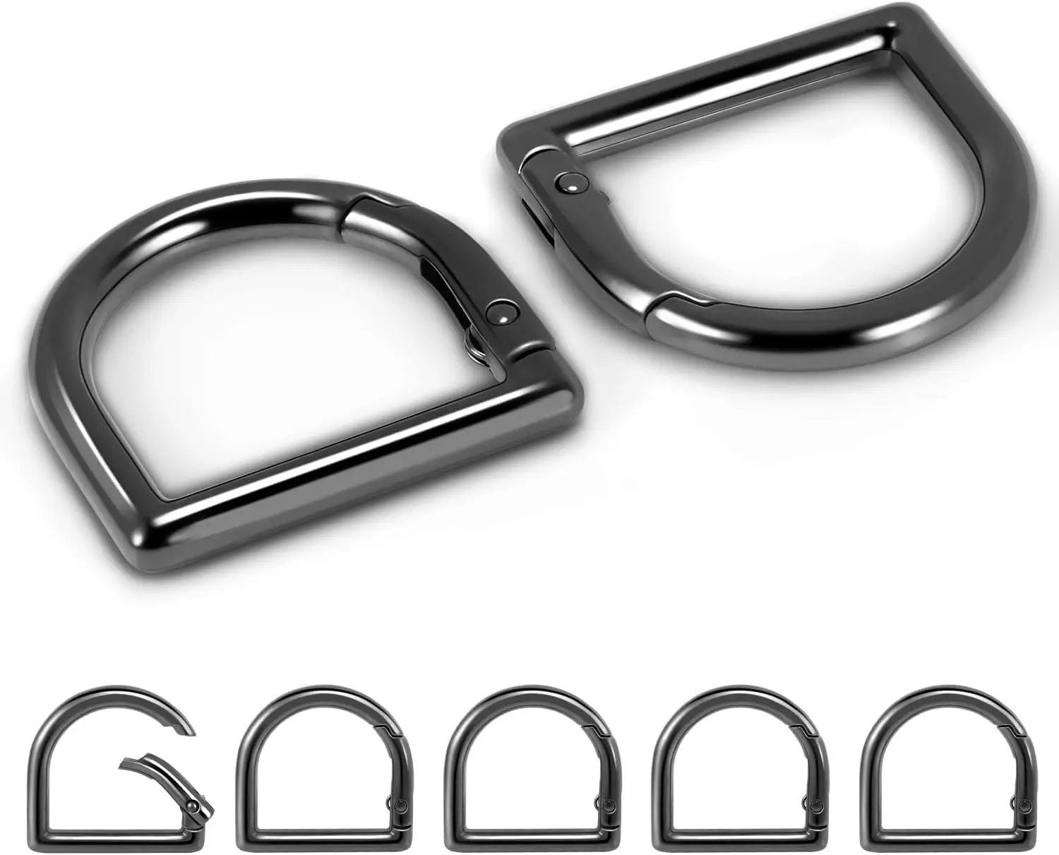 

10Pcs 1" Spring D Rings for Purse, Small Carabiner Keychain Clips for Backpack, Webbing Buckle, Paracord Lanyard Hardware