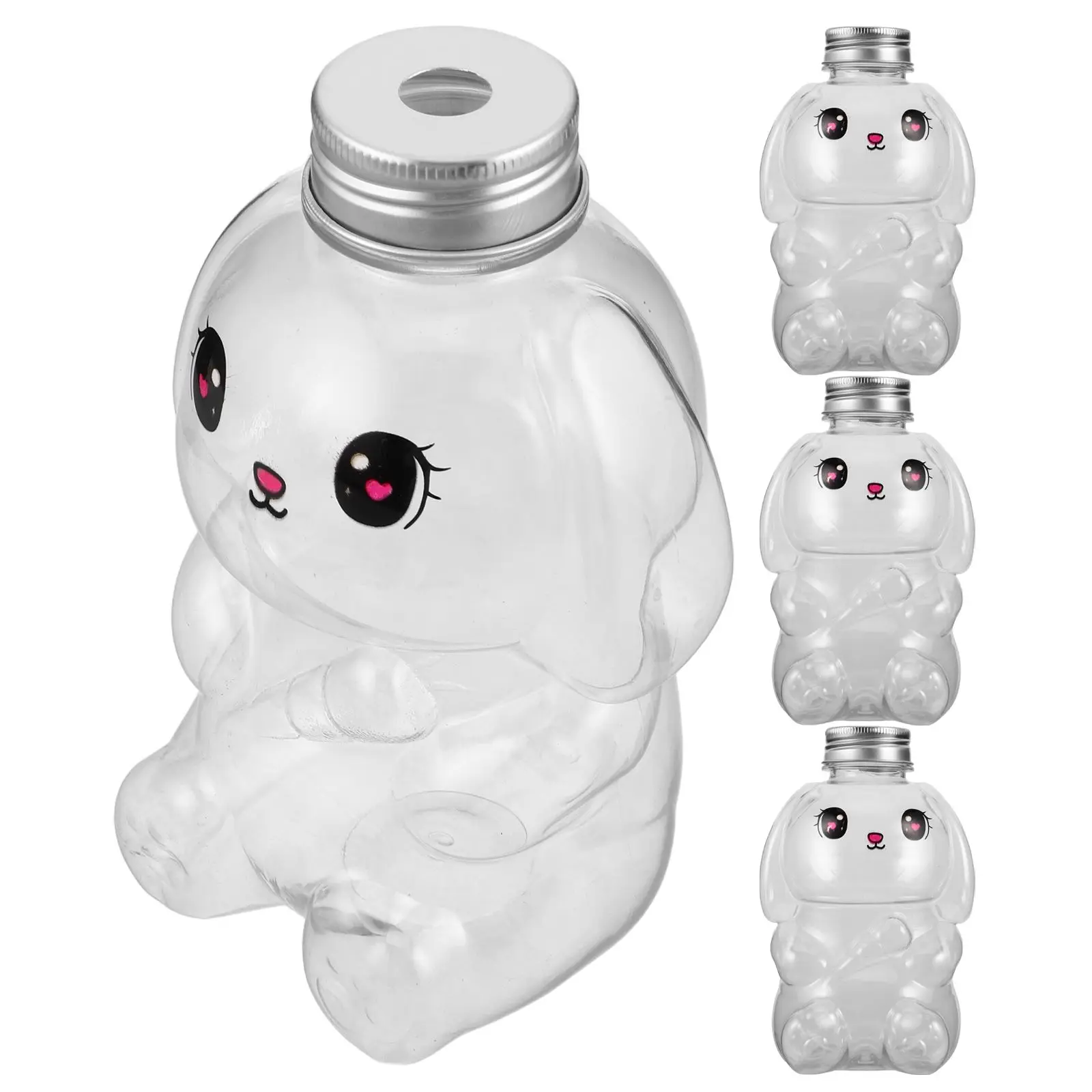 

4 Pcs Bunny Milk Tea Cup Storage Empty Reusable Water Adorable Juice Beverages Bottle Party Rabbit