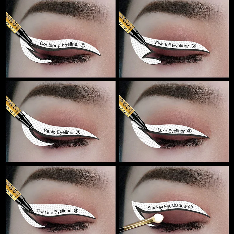 12 adesivi/PC Eyeliner ombretto volpe a nove code benda sull'occhio modelli di ombretti modello modellatura stencil occhi strumenti di ausilio per il trucco