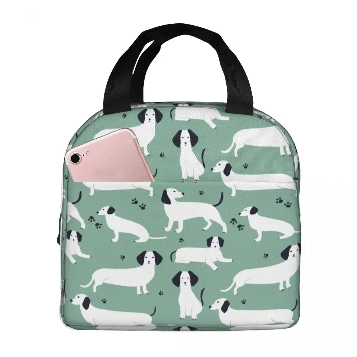 

Lunch Bags for Men Women Dachshund Dog Insulated Cooler Portable Picnic Oxford Lunch Box Bento Pouch