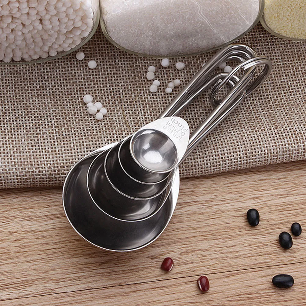 

5pcs Stainless Steel Measuring Spoons Set Rust Piece Stackable Nested For Baking Cooking Kitchen Tools Dry Liquid