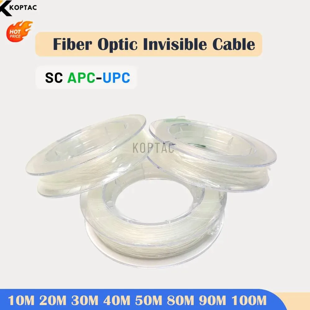 SC-UPC/APC Indoor Transparent Fiber Optic Cable 5-500M Drum G657A2 Invisible UPC Singlemode Single Core Jumper 10m50m100m200m30m