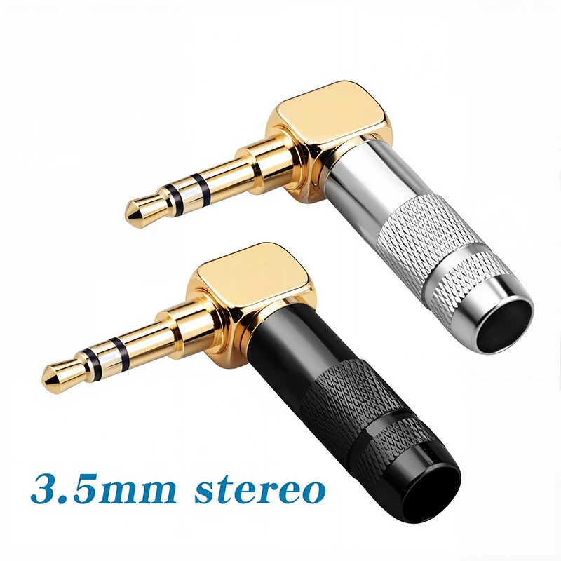 3.5mm 3 Pole Male Stereo Jack Right Angle 3.5 Audio Plug Adapter for DIY Repair Earphone Headphone Soldering Connector