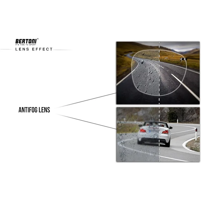 Bertoni Gafas de motocicleta Cuero de becerro negro real AF191L Italia Vintage Aviator Bikers Gafas