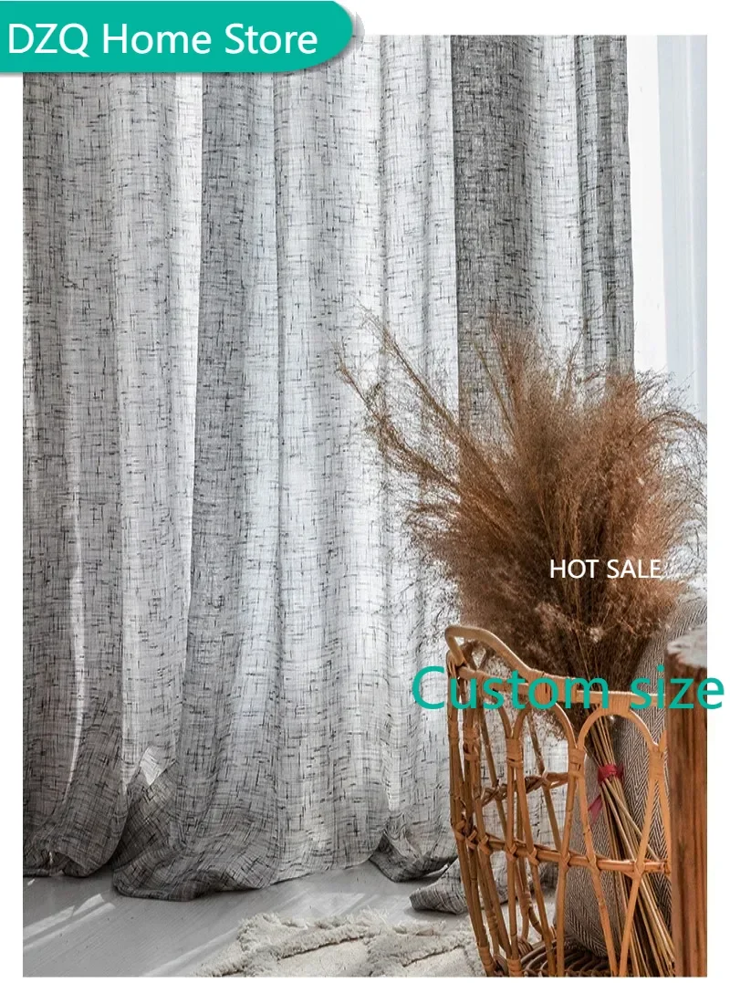 

Japanese black gray cotton and hemp curtain Bedroom living room Study curtain Living Room Balcony Louver Custom size curtain