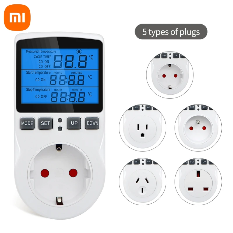 EU Timer Socket Thermostat Multi-Function Temperature Controller Outlet With Timer Switch Sensor Probe Heating Cool Tool