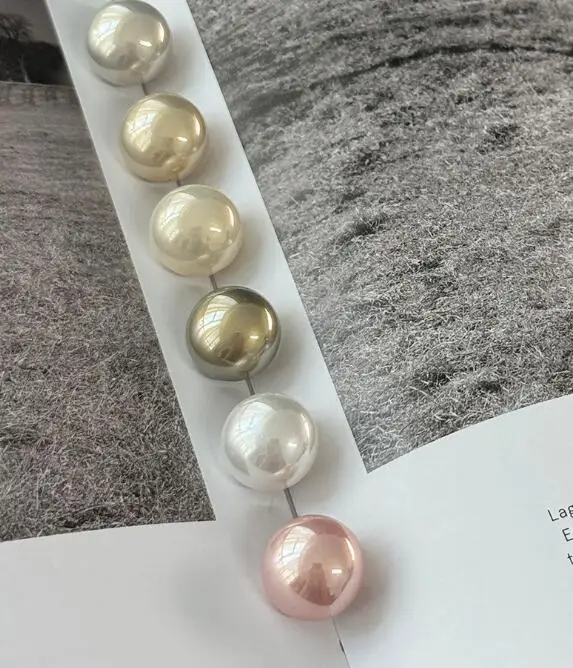 6 قطعة/الوحدة الحجم: 14 مللي متر أزرار معدنية لؤلؤية بيضاوية الشكل زر الموضة الملابس النسائية أسلوب بسيط لخياطة الملابس (KK-3753) #1