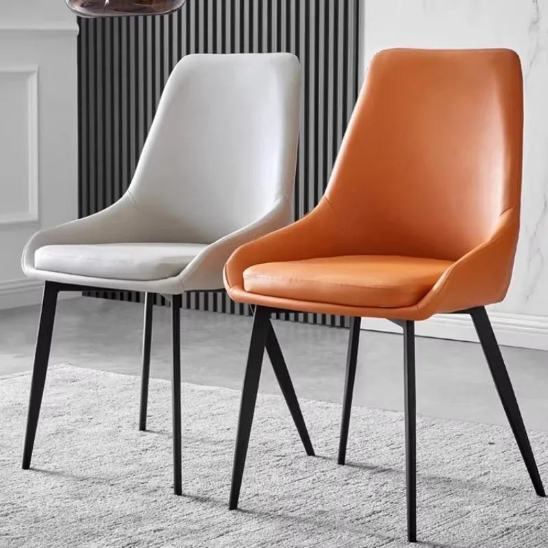 Modern Luxury Dining Room Furniture Genuine Leather Living Room Chairs with Metal Legs for Restaurant & Hotel PU Leather Design