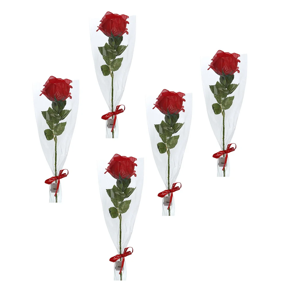 

5 Pcs Artificial Roses Valentines Day Decorations Flower Faux with Stems Simulated Flowers for Vase Fake Bouquet