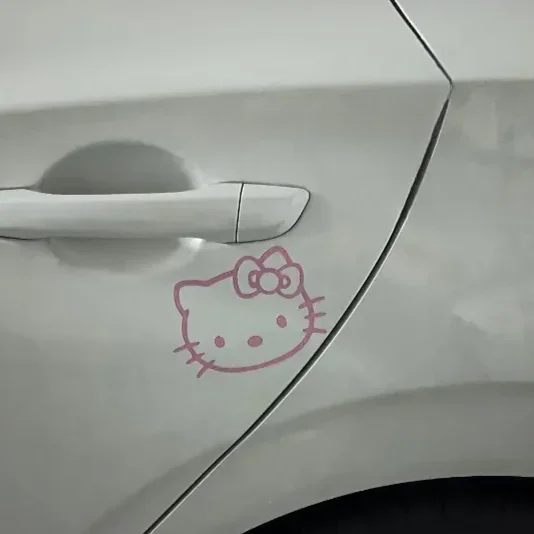 HelloKitty Car Stickers Scratch Shield Waterproof Ladies Cute Cartoon Motorcycle Pink Stickers Decorative Stickers Universal