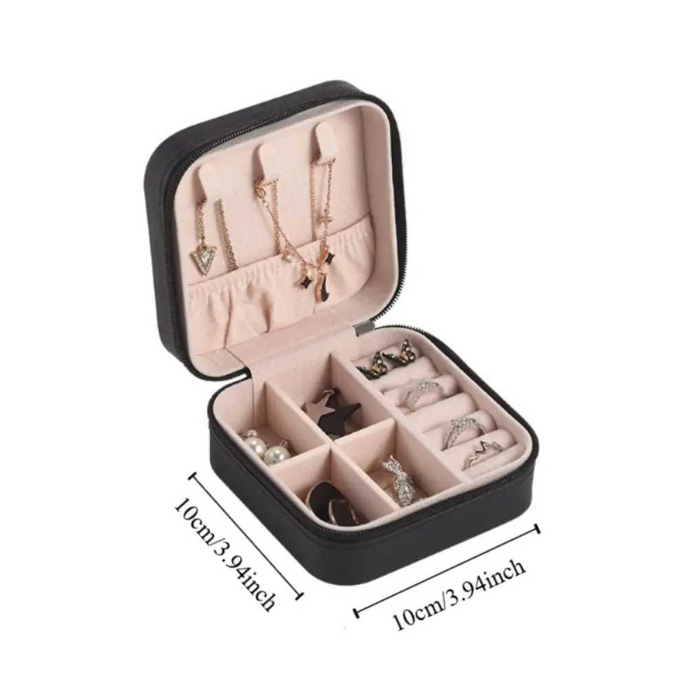 قلادة خاتم المخملية صندوق مجوهرات علبة التعبئة والتغليف مربع سستة مجوهرات حقيبة للتخزين عرض الأقراط المحمولة حامل مُنظِم