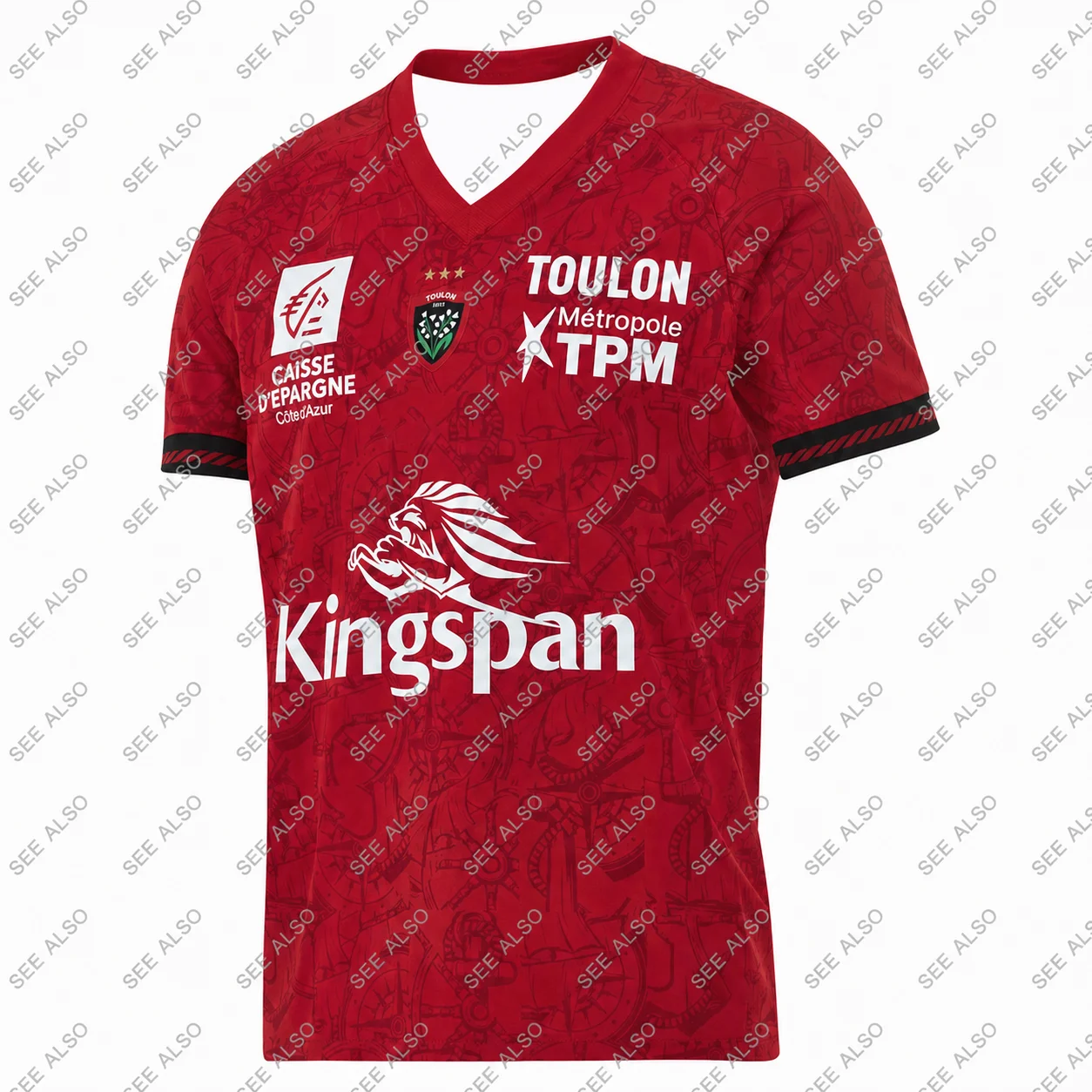 Herren Damen Kinder RC Toulon Rotes Rugby-Trikot mit nautischem Kompass-Print, kurzärmelig, atmungsaktiv, schnelltrocknend, Sport-Shirt für französische Clubfans