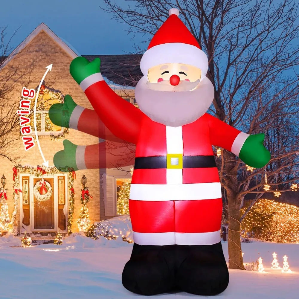 

8.8 FT Waving Christmas Inflatables Santa Claus Shaking Hand - Outdoor Santa Christmas Decorations Blow Up Santa for Yard