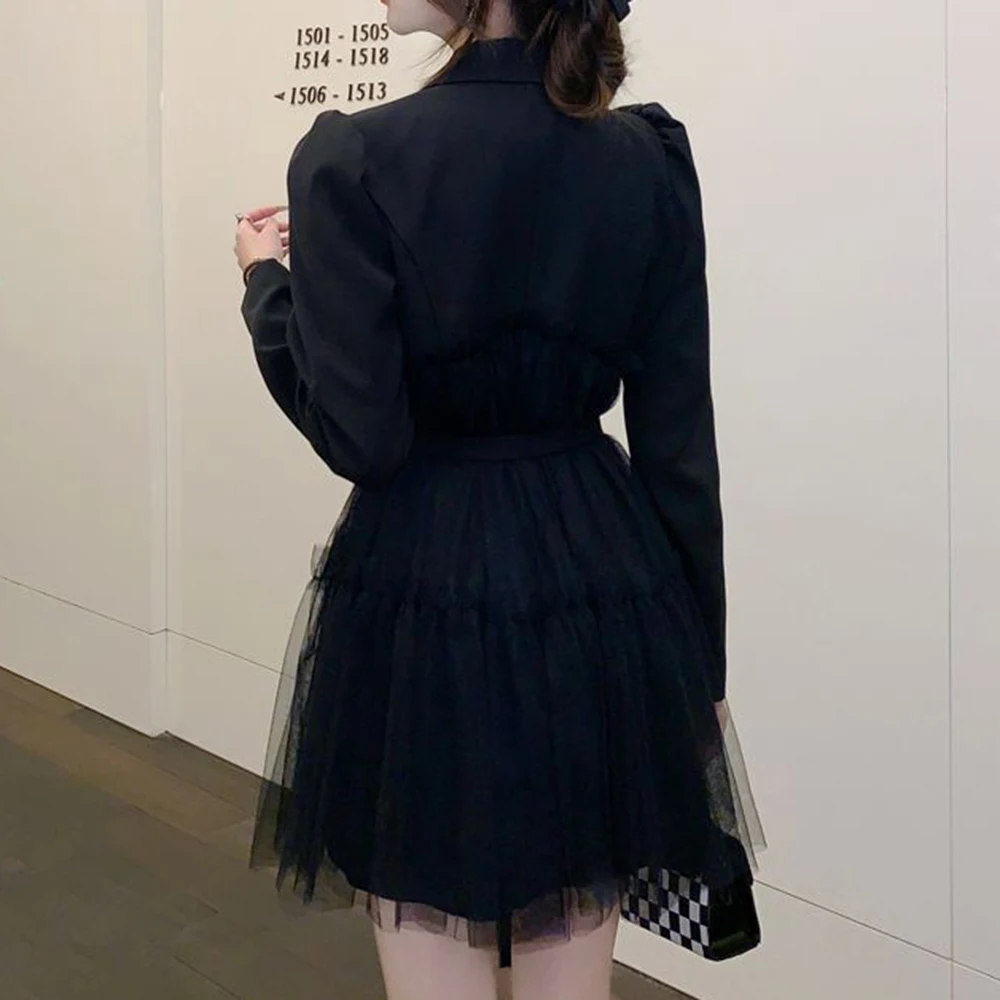 Puur verlangen vet mm mesh pluizige jurk kleine man taille Frans temperament geavanceerde gevoel pak rok dames herfst