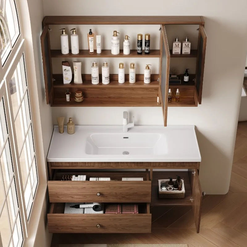 

Skincare Modern Bathroom Cabinet Storage Organizer Mirror Toilet Partitions Display Cupboard Drawers Gabinete Hotel Furniture