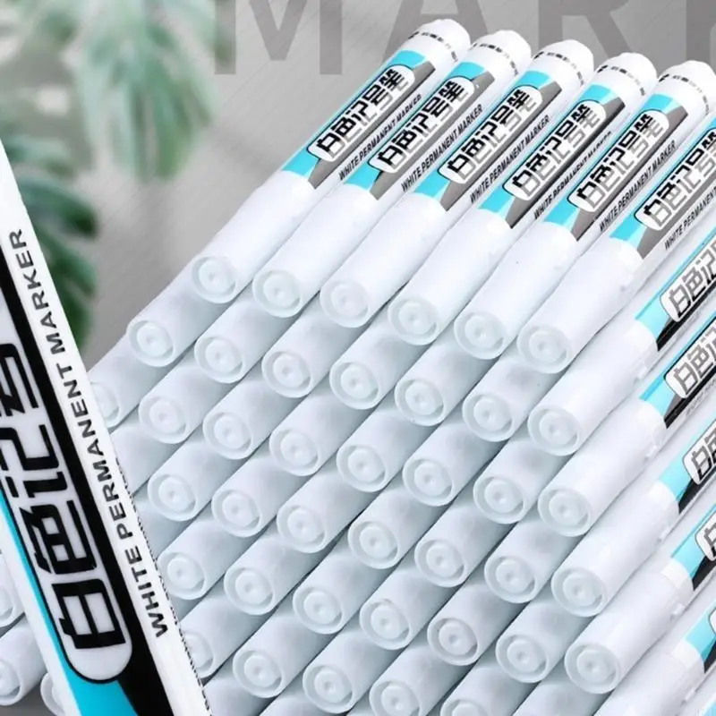 H7JF 4 piezas Marcadores a base aceite Pen marcadores nariz larga nariz secado rápido marcadores blancos para