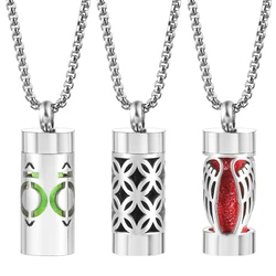 New Stainless Steel Aromatherapy Hollow Out Pendant Angel Wings Pattern Perfume Lockets Essential Oil Diffuser Necklace Jewelry
