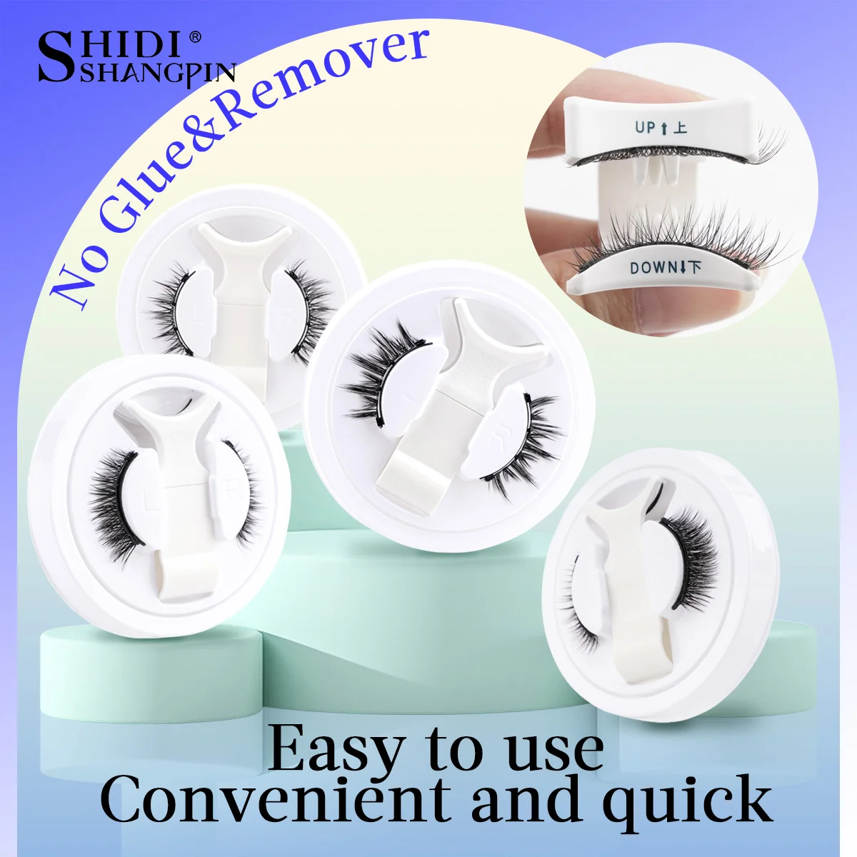SHIDISHANGPIN 1 Pair Magnetic False Eyelashes 3D Makeup Eyelash Extension Tool Eyelash Tweezer Set Natural Fake Lashes No Glue