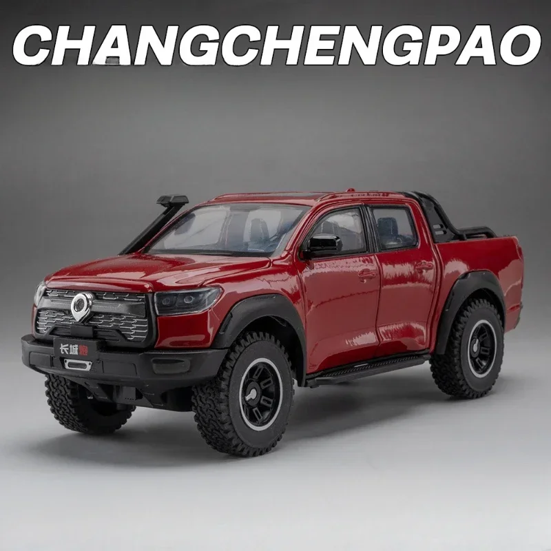 1:24 Great Wall Motors POER pick-up spuitgieten metalen terreinwagen automodel simulatie geluid en licht speelgoed