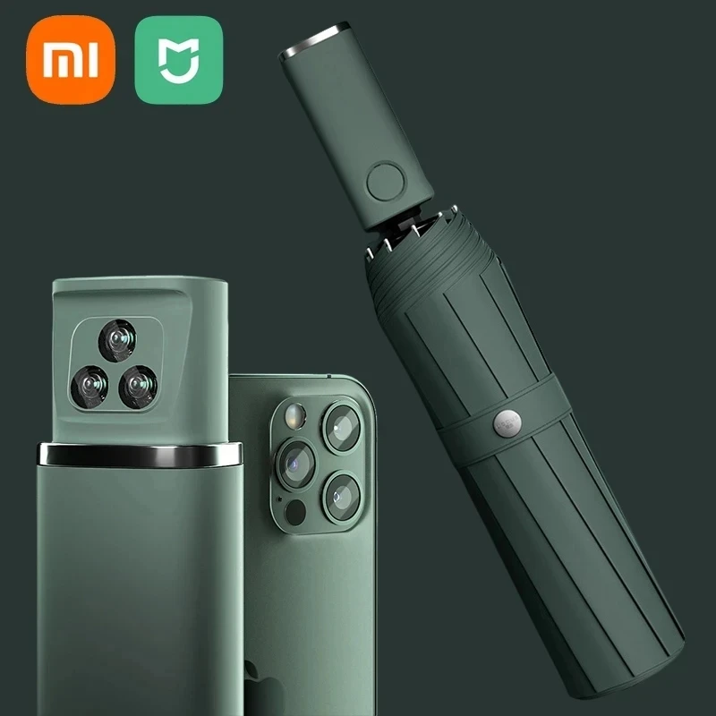 Новый автоматический складной зонт Xiaomi со светодиодной подсветкой, ветрозащитные большие зонтики от дождя, портативный уличный зонтик для мужчин и женщин